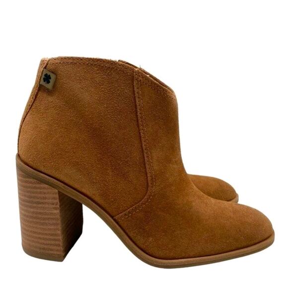 Lucky Brand Boots Pellyon Brown Suede Leather Block Heel Ankle Casual Size 7.5 - Picture 2 of 7